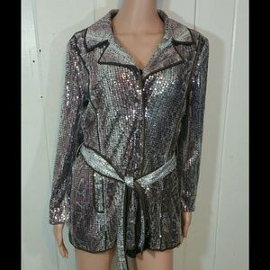 Chicos Sequin Snake Print Jacket